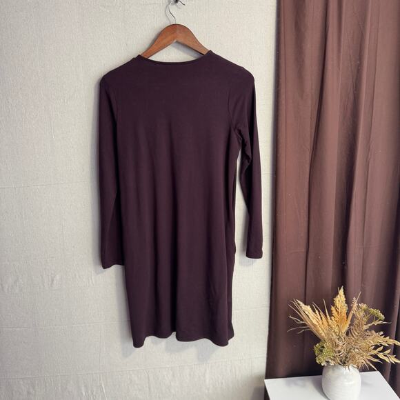 Pure Jill T-Shirt Dress Size XS Dark Purple Long Sleeve Pima Cotton Modal Blend - Picture 8 of 11